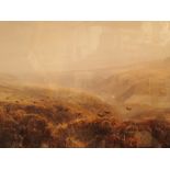 Large framed and glazed Scottish grouse moor picture,