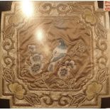 Chinese silk bluebird in a complementary bamboo frame