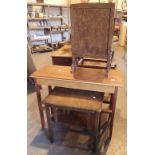 Collection of mixed furniture including oak side table, fire screen,