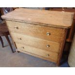 Stripped oak three long chest of drawers,