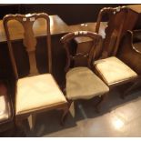 Mixed dining chairs with drop in seats and a further chair
