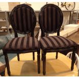 Two modern dressing table chairs in striped upholstery