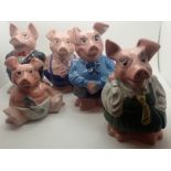 Set of five Wade pigs