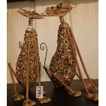 Pair of metal cat garden ornaments, H: 4