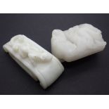 Two Chinese near white jade buckles, Qin
