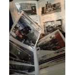 Over 150 steam train postcards and photo