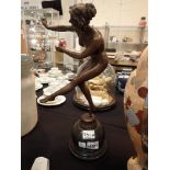 Bronze nude dancer on a turned marble ba