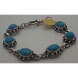 Sterling silver veined turquoise bracele