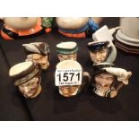 Six Royal Doulton miniature character ju