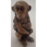 Cold painted bronze monkey, signed Bergm