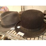 Vintage bowler hat and a trilby