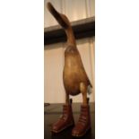 Wooden duck with Dr Martin boots, H: 49