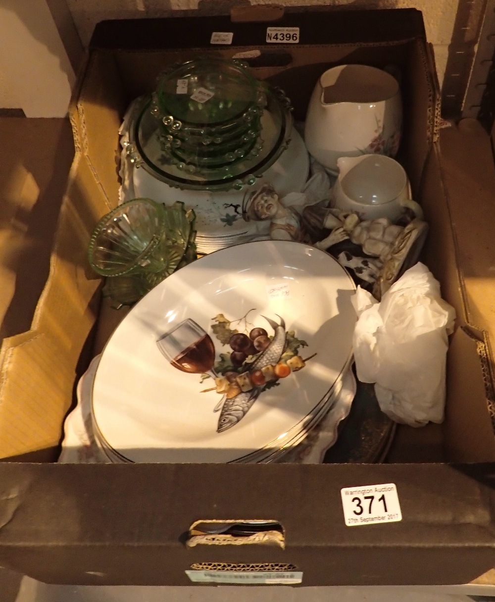 Mixed lot of ceramics and glass including an Art Deco fruit set,