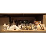 Shelf of mixed ceramics including jugs, clock,