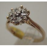 Ladies 9ct gold vintage diamond ring,