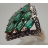 Ladies fancy emerald and diamond ring,