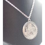 925 silver circular St Christopher pendant,