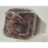 925 silver Swastika and eagle ring