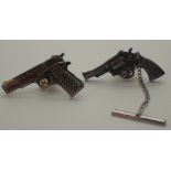 Two gun tie pins,