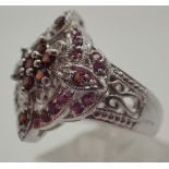 925 silver garnet and ruby fancy ring,