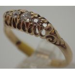 18ct gold antique five stone diamond ring,