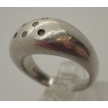 Silver ring with six small diamonds, 11.