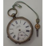 Brass Railway Timekeeper open face key wind pocket watch,