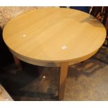 Oak circular extending dining table,