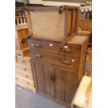Chest of two long drawers over twin cupboard and a further hostess trolley