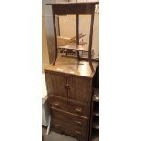 Small corner table and an oak chest of drawers