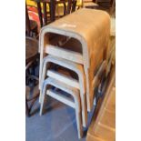 Three vintage school stacking stools