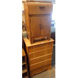 Oak chest of five drawers and a cupboard