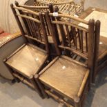 Four antique oak hallway chairs,