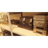 Mixed hifi equipment separates including Wharfedale amplifier, tuner, CD and tape,