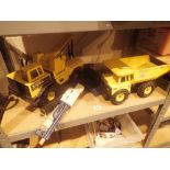 Tonka toys steel crane truck and Matchbox steel dumper,