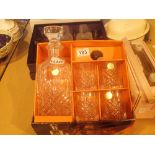 Two boxed decanters and glasses