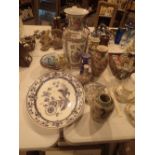 Selection of pottery and glass including Oriental