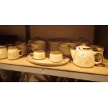 Denby tea and dinner set in brown and cream with floral motif, including tureens,