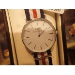 Daniel Wellington stainless steel wristwatch on canvas strap