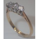 18ct gold three stone diamond ring,