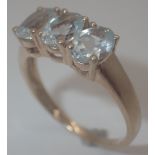 925 silver gold plated three stone ring,