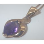 9ct gold amethyst pendant on a 9ct gold necklace