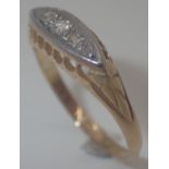 18ct gold antique five stone diamond ring,