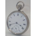 White metal open face crown wind pocket watch French movement and secondary dial