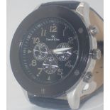 Gents wristwatch on leather strap CONDITION REPORT: This item is working at lotting