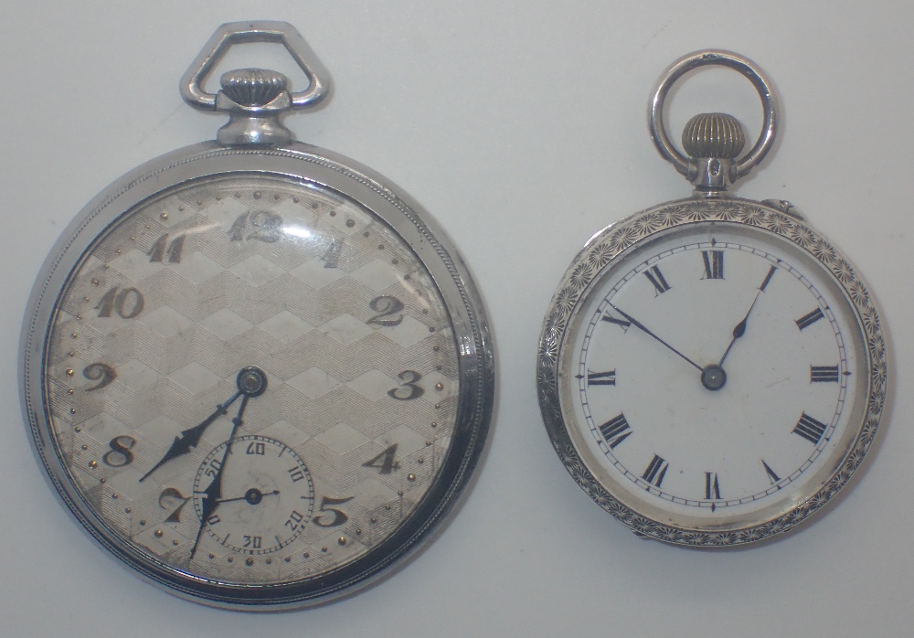 925 silver ladies crown open face fob watch and an early 20thC steel open face crown wind pocket