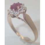 14ct gold ruby and diamond ring,