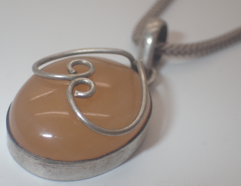 925 silver agate pendant on 925 silver rope choker chain