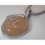 925 silver agate pendant on 925 silver rope choker chain