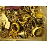 Tray of unsorted costume jewellery